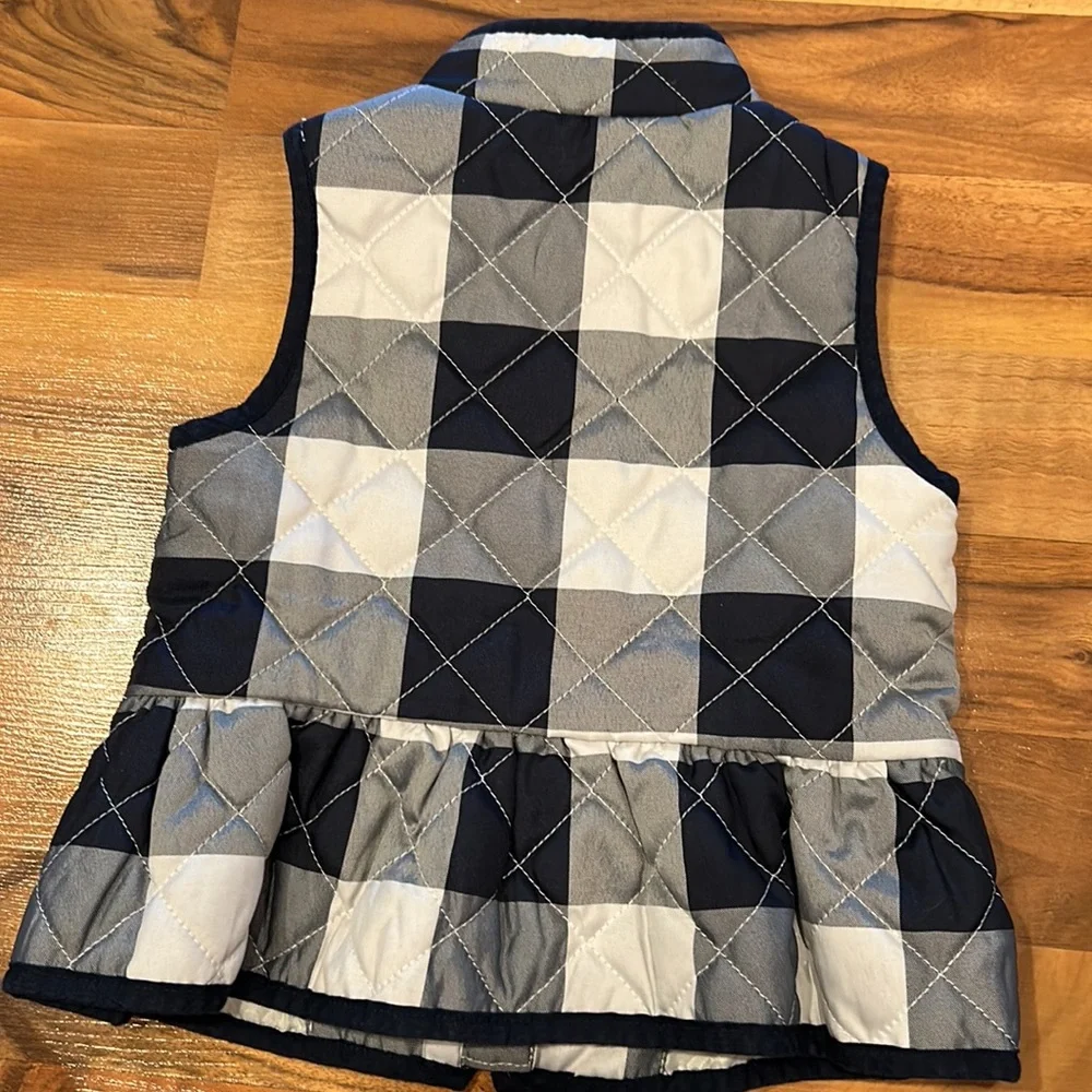 Janie and Jack‎ vest 18-24 plaid zip up navy white winter fall cabin lumberjack